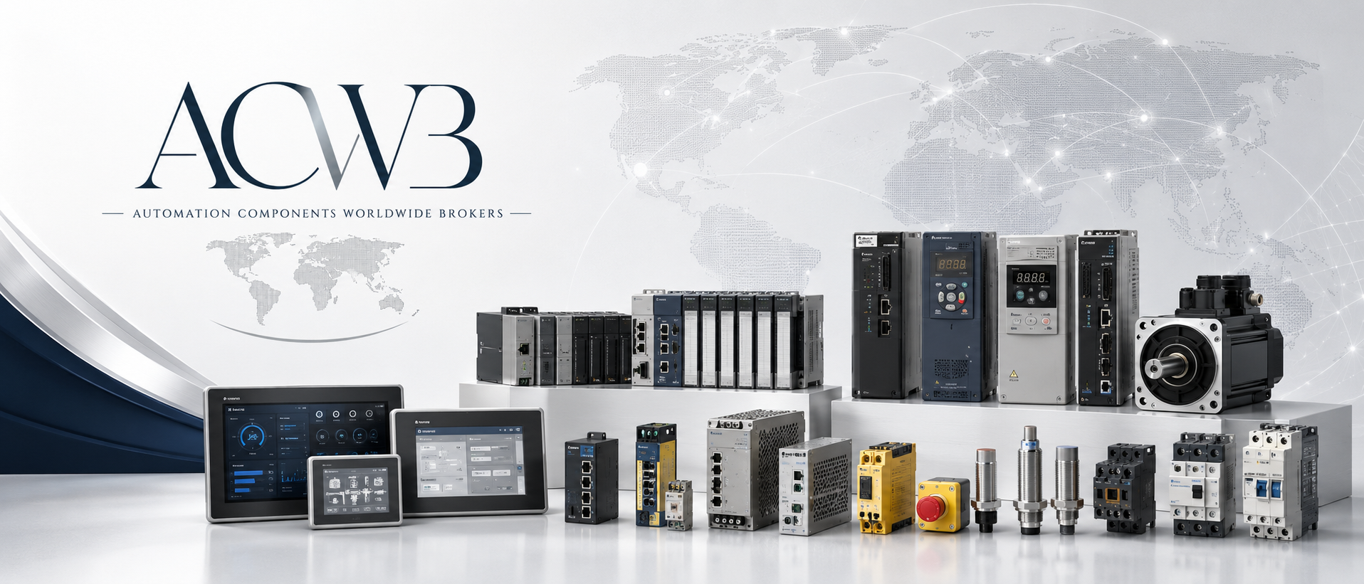 Industries ACWB industrial automation components including HMIs, PLCs, drives, motors, sensors and control equipment