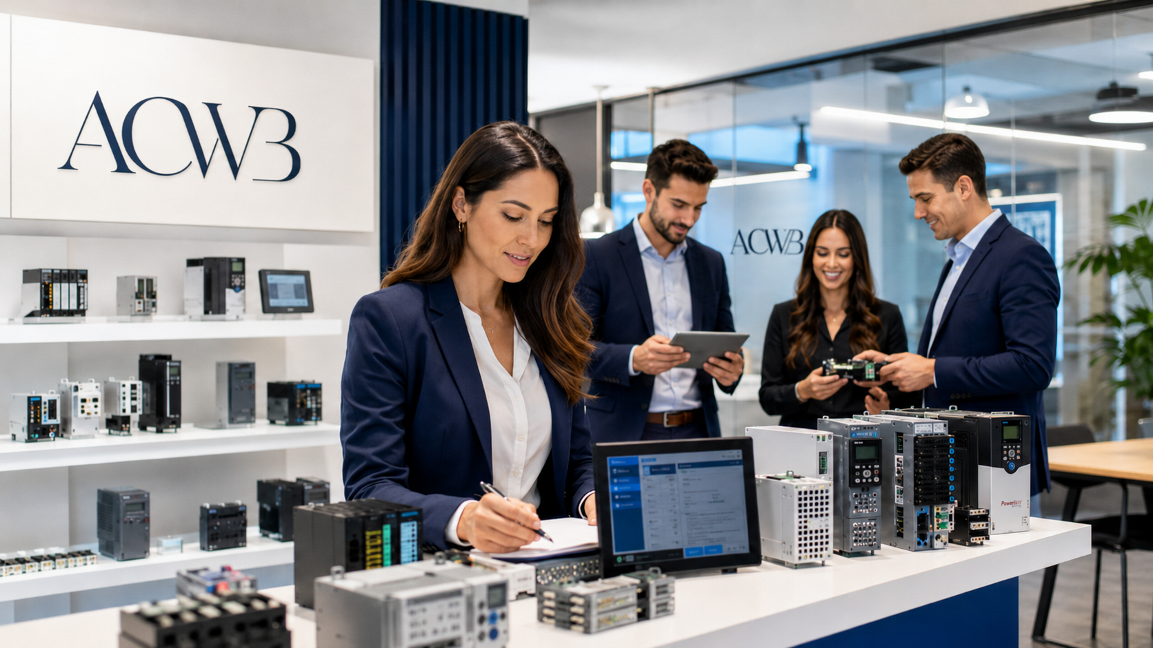 About ACWB Equipo de ACWB trabajando con PLCs, HMIs, variadores, sensores y otros componentes de automatización industrial