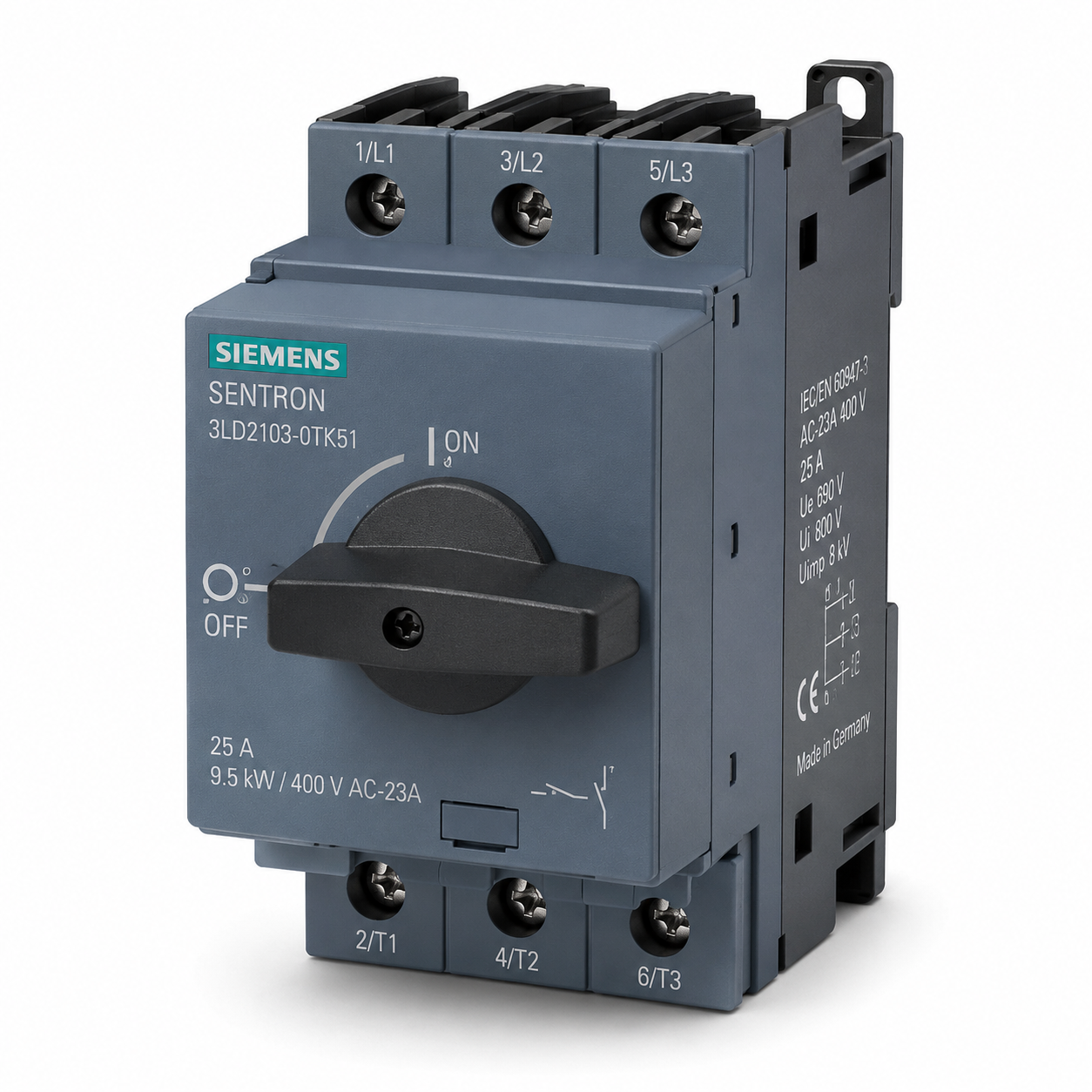 siemens 3 pole switch disconnector, 25 a, 9.5 kw – 3ld2103 0tk51