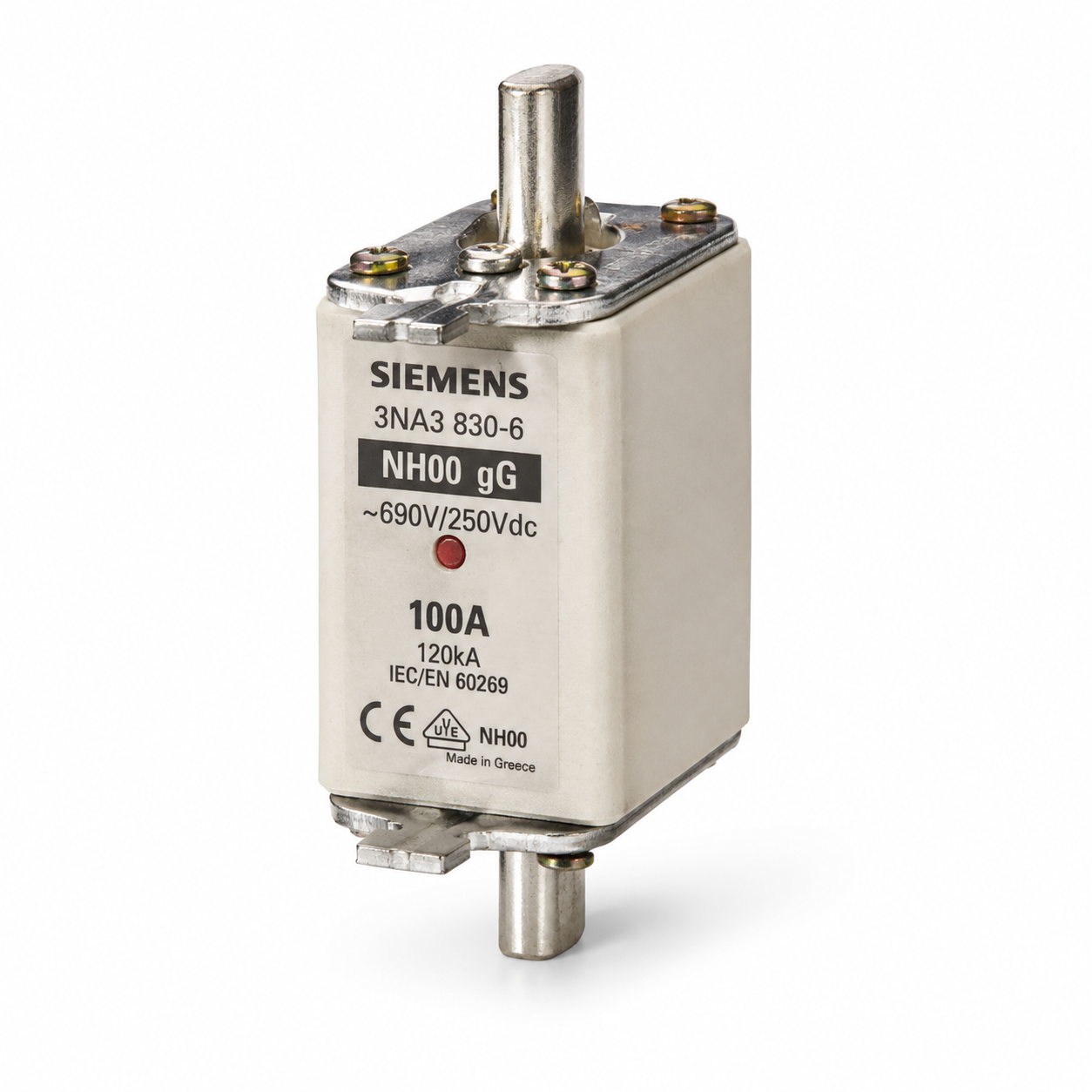 siemens lv hrc fuse link nh00, 100 a, gg – 3na3830 6