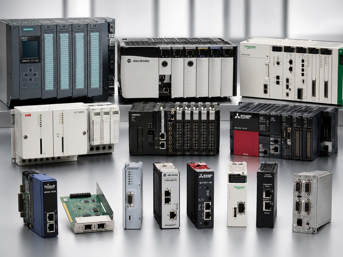 Manufacturers source plcs, cpus, i:o modules, communication cards and control hardware from manufacturers including siemens, allen bradley, schneider electric, abb, omron and mitsubishi electric